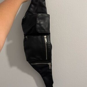Target black faux leather sling bag